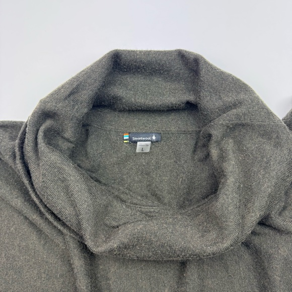 Smartwool Edgewood Poncho Sweater Women’s Large Wool Knit Soft Natural green - Picture 2 of 5